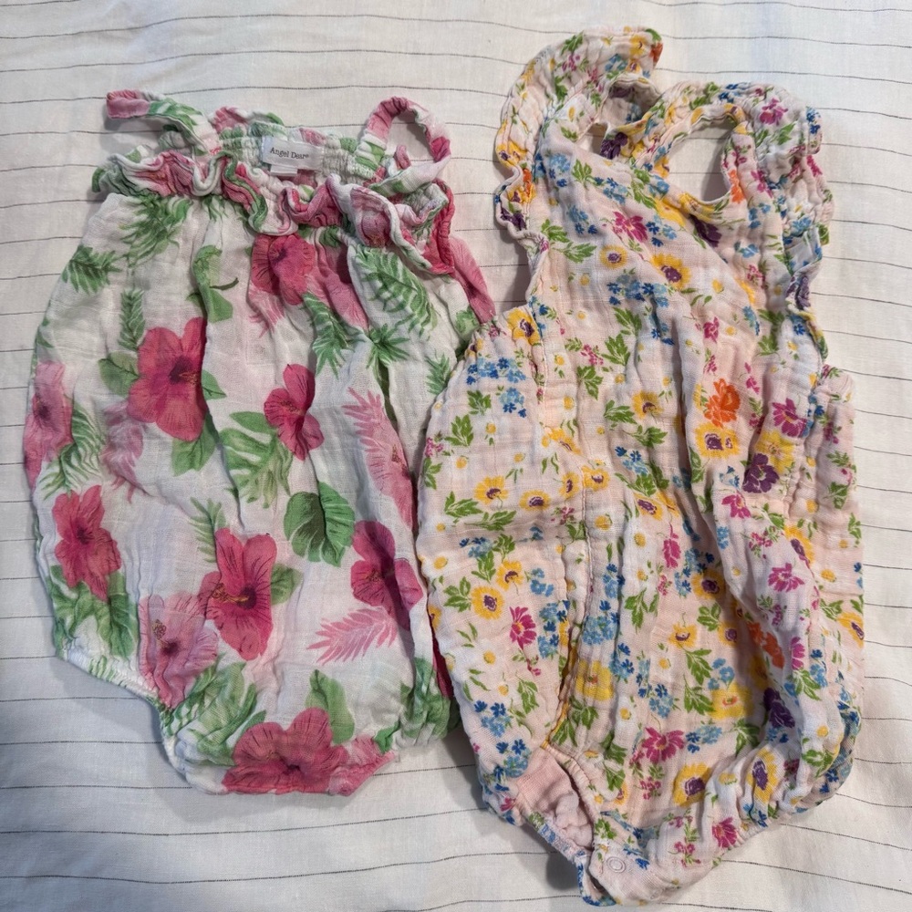 2 Angel Dear baby girl rompers 18-24 months